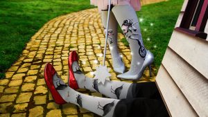 ModSocks Unicycling Unicorn and Curious Crows Knee Socks