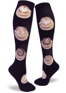 Women's grey knee highs with latte cups