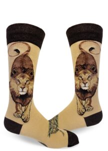 Lion socks for men in tan by ModSocks.