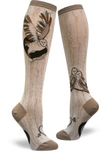 womens knee high socks with barn owls