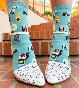 Retro cameras by ModSocks' have vintage style cameras - Say Cheese, socks!