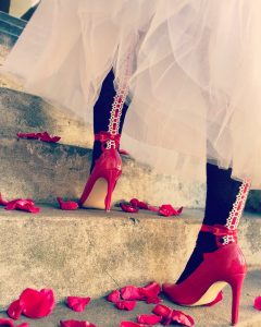 Cherry socks by ModSocks with cherries and lace for a pinup style.