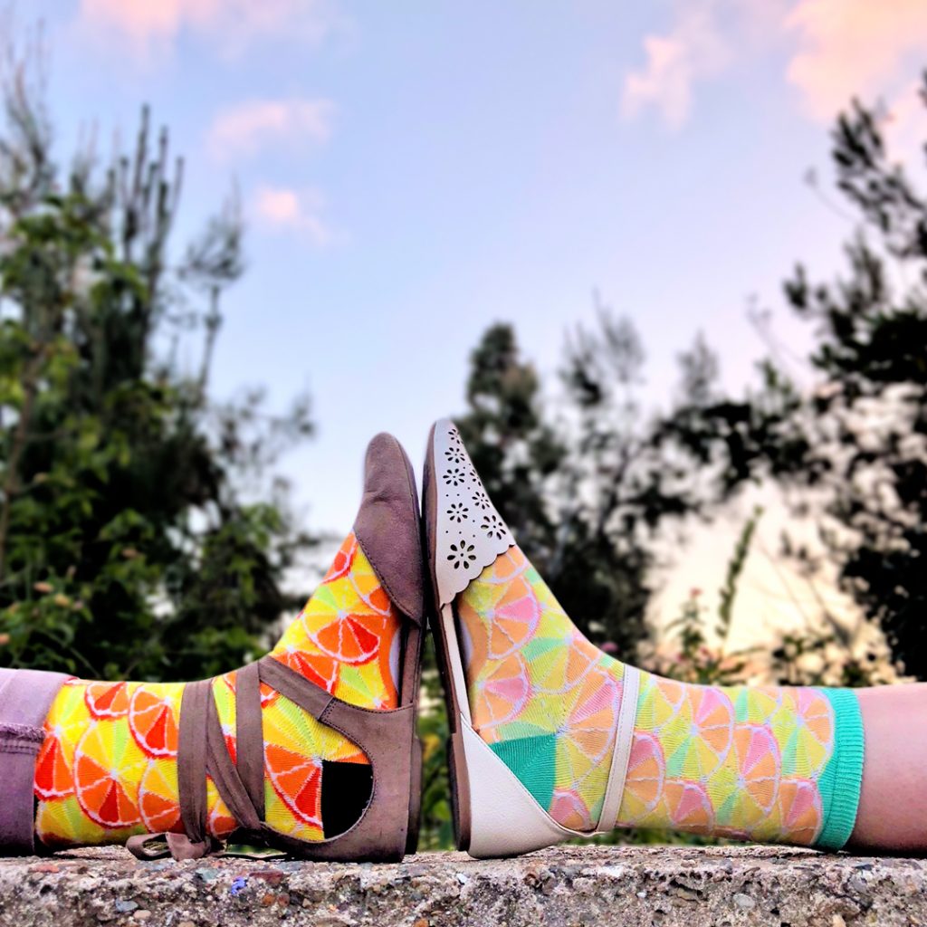 Citrus socks by ModSocks with colorful fruit.