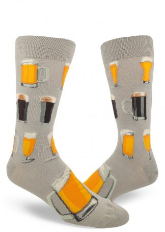 Beer socks for men with craft beer in gray by ModSocks.