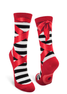 Red ballet slipper crew socks.