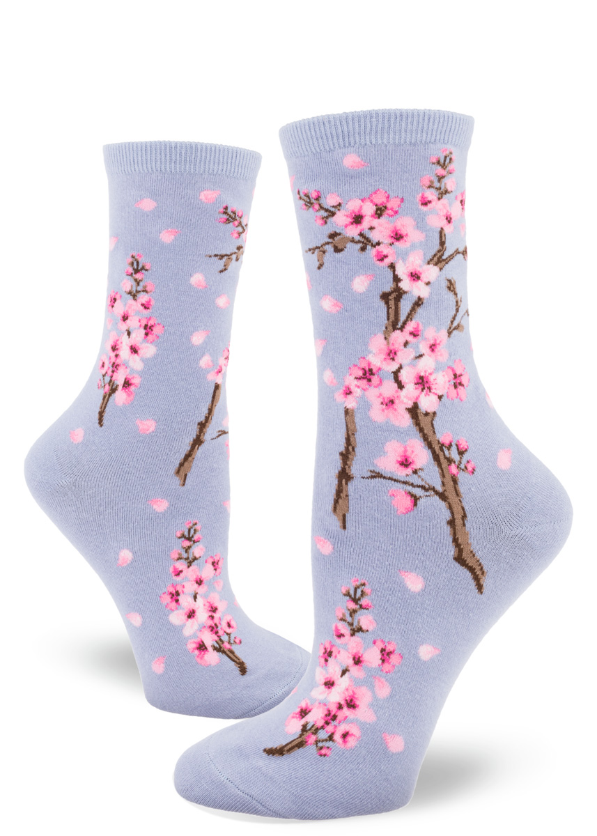 Cherry Blossom Crew Socks Lilac Modsocks Novelty Socks