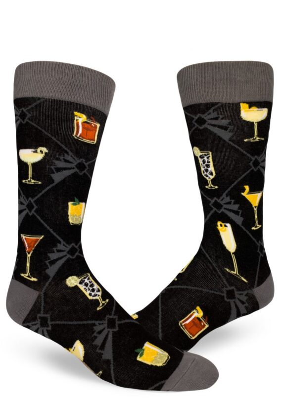 Speakeasy Cocktails Mens Crew Socks Black Modsocks