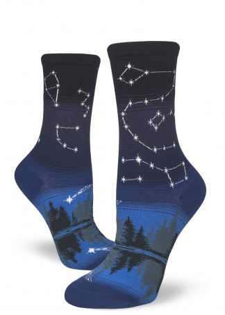 Constellation socks are a blue gradient sock style for star sock lovers by ModSocks.