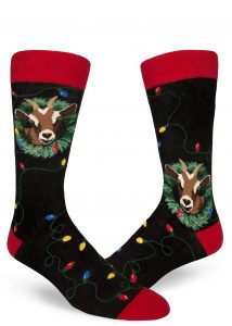 Goat socks for men aka christmas sock with goats by ModSocks.