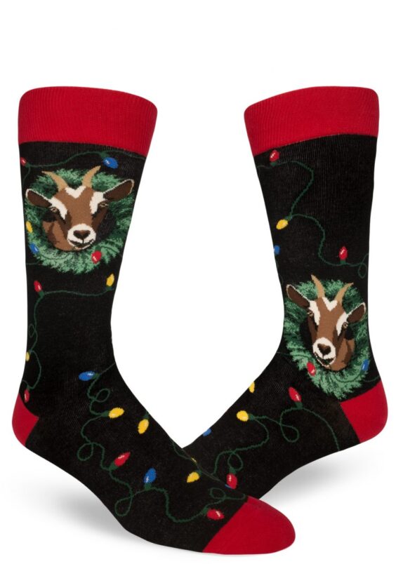 Goat socks for men aka christmas sock with goats by ModSocks.