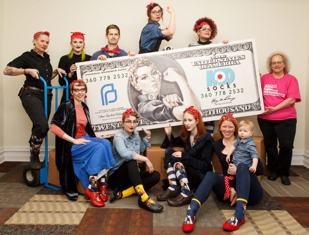 ModSocks presents Mt. Baker Planned Parenthood with $25,000 from Nasty Rosie Socks fundraiser