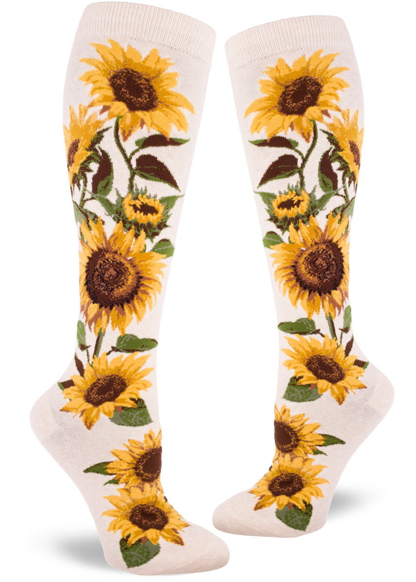 Sunflower Knee-High Socks – Heather Cream – ModSocks