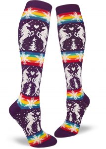 Ugly christmas sweater knee socks are gay apparel clothing favorites with unicorns and rainbows by ModSocks.